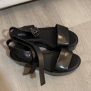 Melissa Glossy Black Platform Sandals
